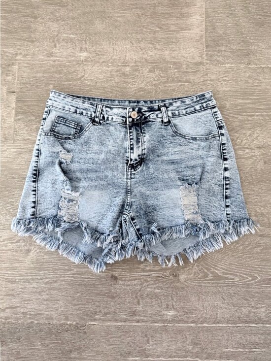 Other Pants - Distressed Acid Wash Denim Shorts Womens Large High Rise Raw Hem